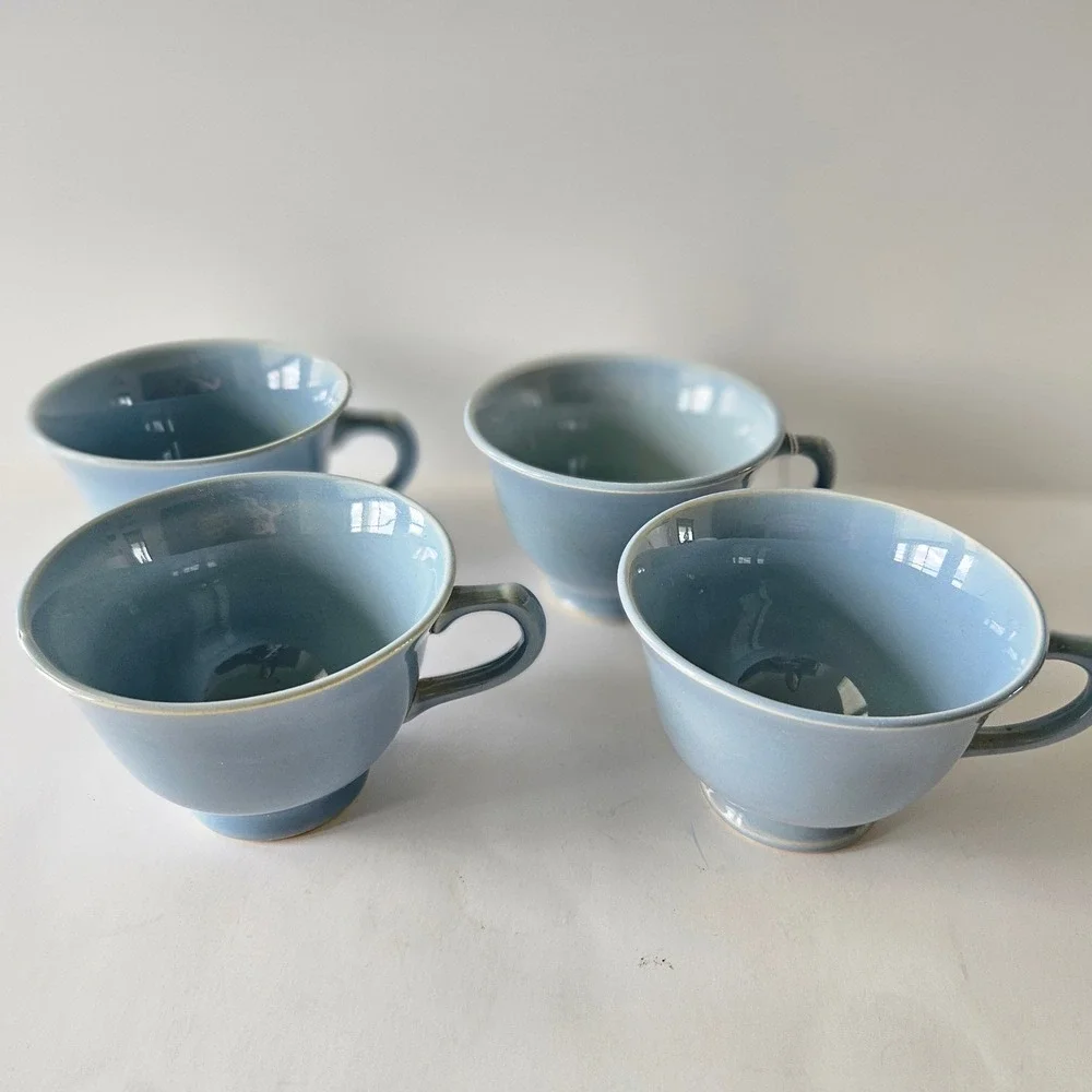 Lu-ray Pastels Windsor Blue Tea Cups LOT of 4 Taylor Smith Taylor Vintage USA